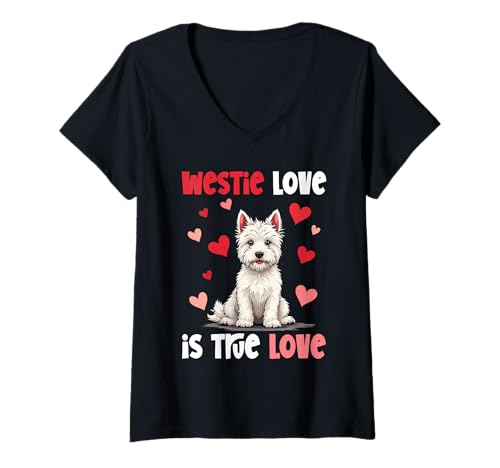 Damen West Highland White Terrier Westie Dog T-Shirt mit V-Ausschnitt Damen West Highland White Terrier Westie Dog T-Shirt mit V-Ausschnitt von West Highland White Terrier Gifts for Men Women