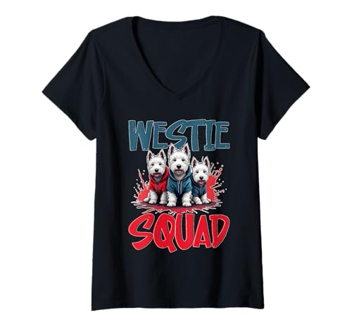 Damen West Highland White Terrier Westie Dog T-Shirt mit V-Ausschnitt Damen West Highland White Terrier Westie Dog T-Shirt mit V-Ausschnitt von West Highland White Terrier Gifts for Men Women
