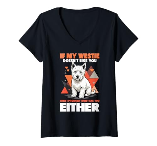 Damen West Highland White Terrier Westie Dog T-Shirt mit V-Ausschnitt Damen West Highland White Terrier Westie Dog T-Shirt mit V-Ausschnitt von West Highland White Terrier Gifts for Men Women