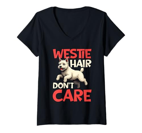 Damen West Highland White Terrier Westie Dog T-Shirt mit V-Ausschnitt Damen West Highland White Terrier Westie Dog T-Shirt mit V-Ausschnitt von West Highland White Terrier Gifts for Men Women
