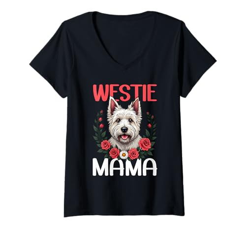 Damen West Highland White Terrier Westie Dog T-Shirt mit V-Ausschnitt Damen West Highland White Terrier Westie Dog T-Shirt mit V-Ausschnitt von West Highland White Terrier Gifts for Men Women