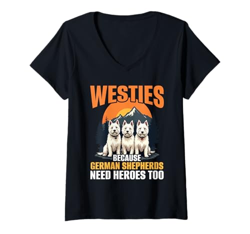 Damen West Highland White Terrier Westie Dog T-Shirt mit V-Ausschnitt Damen West Highland White Terrier Westie Dog T-Shirt mit V-Ausschnitt von West Highland White Terrier Gifts for Men Women