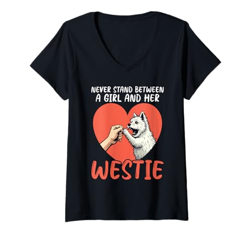 Damen West Highland White Terrier Westie Dog T-Shirt mit V-Ausschnitt Damen West Highland White Terrier Westie Dog T-Shirt mit V-Ausschnitt von West Highland White Terrier Gifts for Men Women