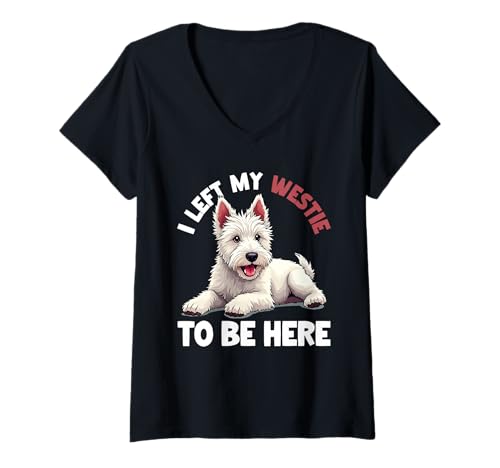 Damen West Highland White Terrier Westie Dog T-Shirt mit V-Ausschnitt Damen West Highland White Terrier Westie Dog T-Shirt mit V-Ausschnitt von West Highland White Terrier Gifts for Men Women