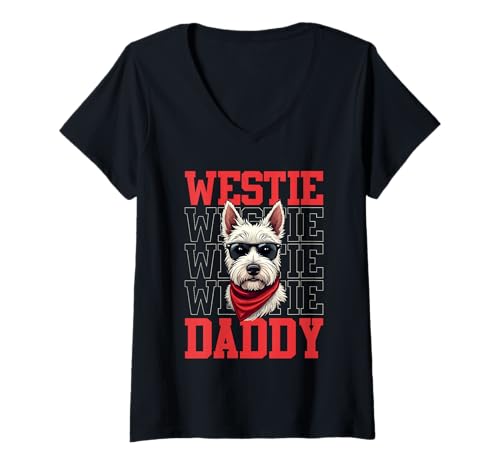 Damen West Highland White Terrier Westie Dog T-Shirt mit V-Ausschnitt Damen West Highland White Terrier Westie Dog T-Shirt mit V-Ausschnitt von West Highland White Terrier Gifts for Men Women