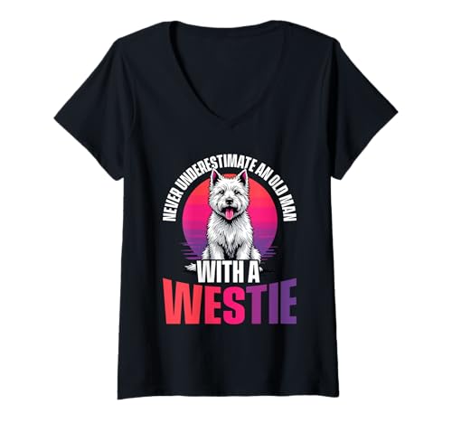Damen West Highland White Terrier Westie Dog T-Shirt mit V-Ausschnitt Damen West Highland White Terrier Westie Dog T-Shirt mit V-Ausschnitt von West Highland White Terrier Gifts for Men Women