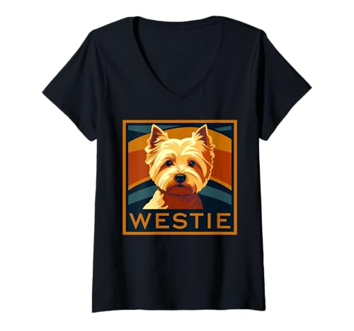 Damen Westie West Highland White Terrier Welpe T-Shirt mit V-Ausschnitt Damen Westie West Highland White Terrier Welpe T-Shirt mit V-Ausschnitt von West Highland White Terrier Gifts