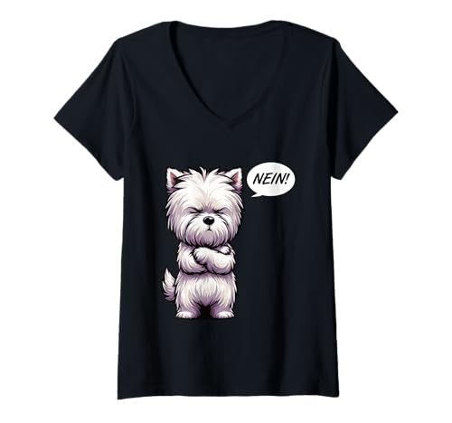 Damen Nein West Highland Terrier Westie Westies Westiebesitzer T-Shirt mit V-Ausschnitt von West Highland liebhaber für West Highland Besitzer