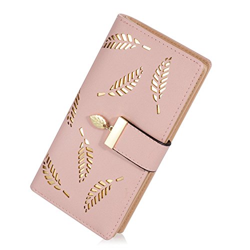 West See Damen Geldbeutel Wasserdicht Handtasche PU Leder Elegant Wallet Druck Casual Geldtasche klein Portmonee (Rosa) von West See