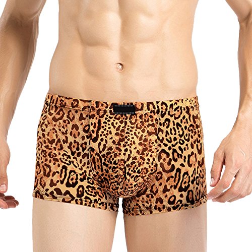 West See Herren Boxershorts Unterwäsche Leopard Print Unterhose Shorts Briefs Slip (EU M(Asia XL), Leopard) von West See