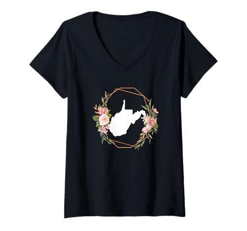 Damen West Virginia WV - Heimatstadt Urlaub Reisen T-Shirt mit V-Ausschnitt von West Virginia Apparel For Men Women Kids by TJ