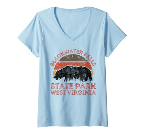 Damen Blackwater Falls State Park T-Shirt mit V-Ausschnitt Damen Blackwater Falls State Park T-Shirt mit V-Ausschnitt von West Virginia Style