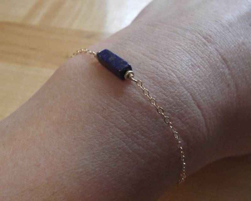 Lapis Lazuli Armband - Zierliche Dünn Gold Fill Schmuck - Freundschafts Edelstein Armband Lapis Lazuli Armband - Zierliche Dünn Gold Fill Schmuck - Freundschafts Edelstein Armband von West9th