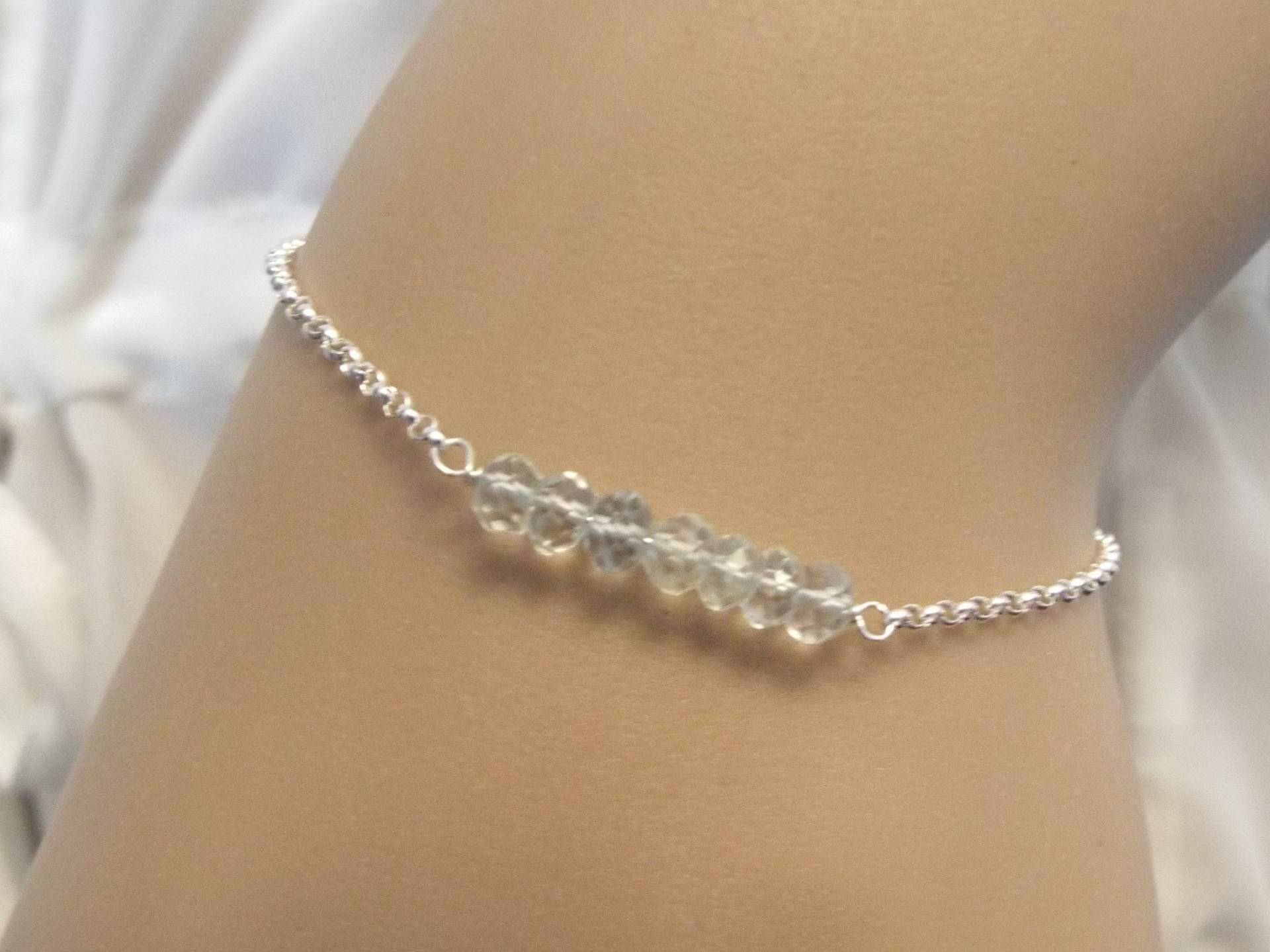 Light Aquamarine Armband Sterling Silber Rolo Kette, Blauer Edelstein Schmuck Light Aquamarine Armband Sterling Silber Rolo Kette, Blauer Edelstein Schmuck von West9th