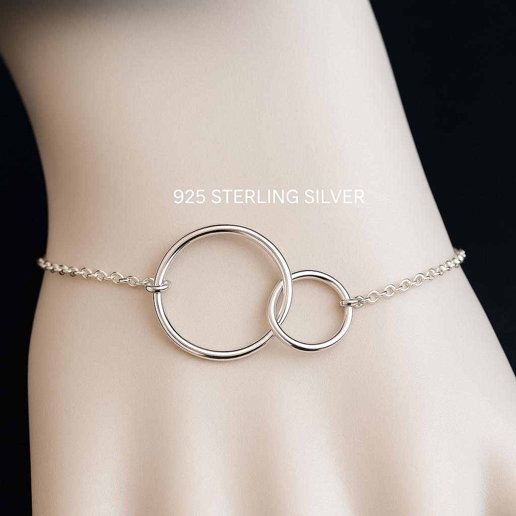 sterling Silber Doppelkreis Karma Armband Eternity Link Jewelry sterling Silber Doppelkreis Karma Armband Eternity Link Jewelry von West9th
