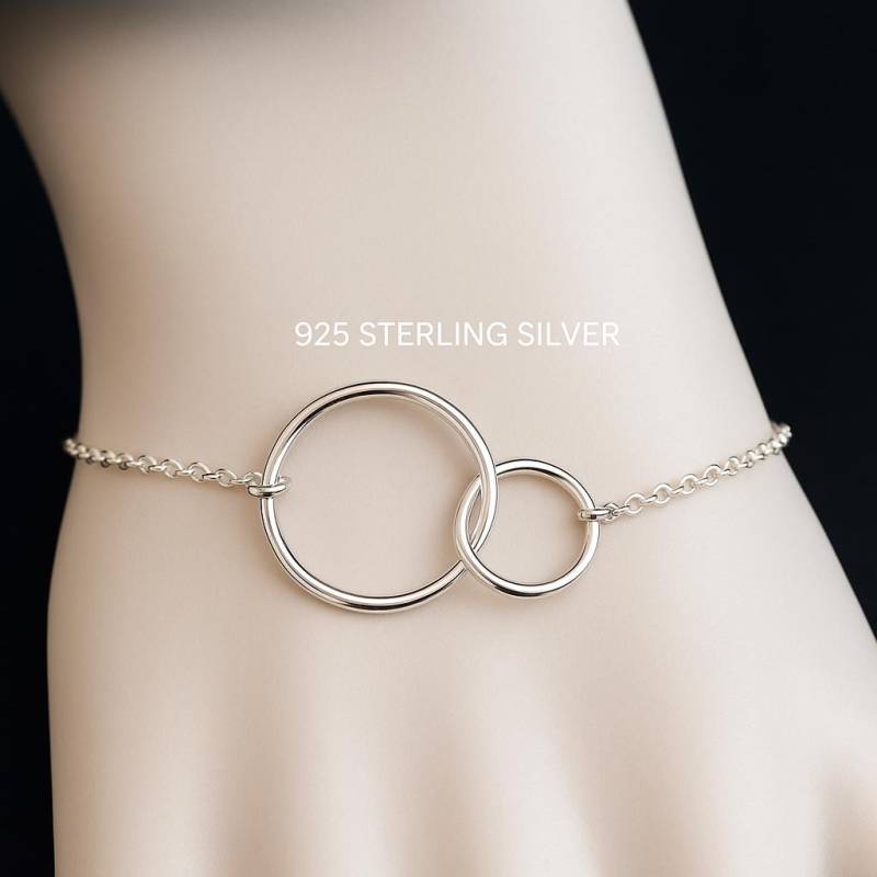 sterling Silber Doppelkreis Karma Armband Eternity Link Jewelry sterling Silber Doppelkreis Karma Armband Eternity Link Jewelry von West9th
