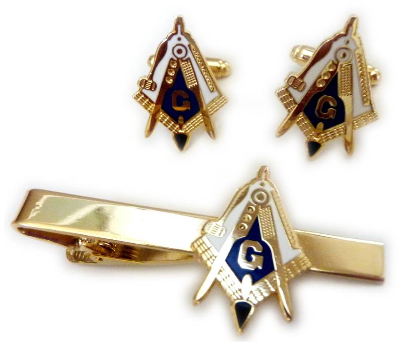 Arbeitswerkzeuge Freimaurer Masonic Lodge Tie Bar Clip & Manschettenknöpfe Set von WestCoastPins