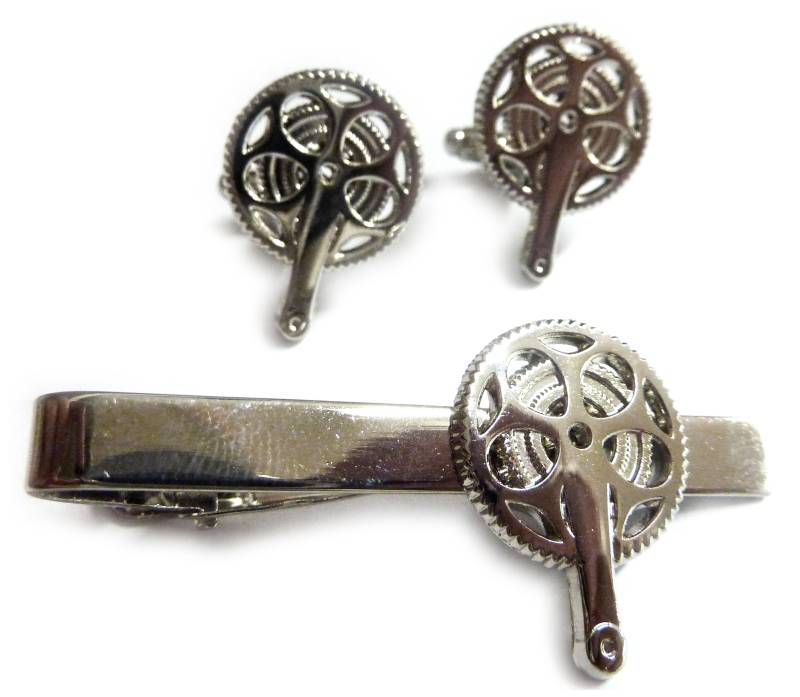 Fahrrad-Getriebe Fahrrad-Symbol Krawattenklammer Clip & Manschettenknöpfe Set von WestCoastPins