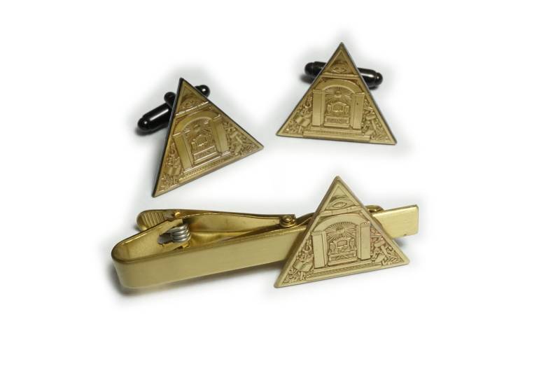Pyramid Triangle Lodge York Scottish Rite Freimaurer Masonic Krawattenklammer Clip & Manschettenknöpfe Set von WestCoastPins