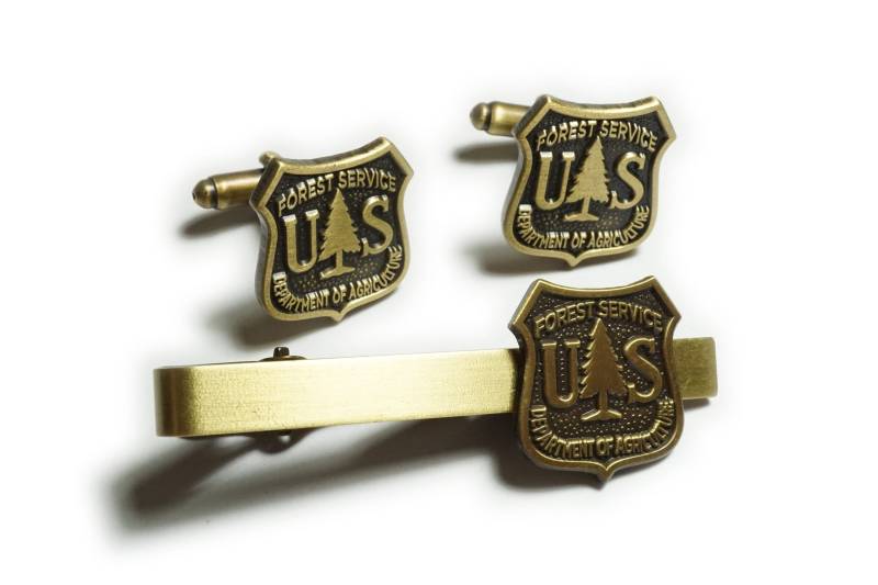 Us Forestry Dept Department Of Agriculture Forest Ranger Service Tie Bar Clip & Manschettenknöpfe Set von WestCoastPins
