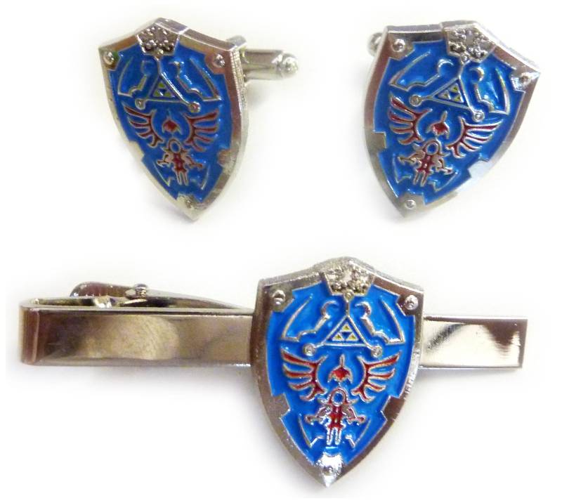 Zelda Hylian Shield Triforce Tie Bar Clip & Manschettenknöpfe Set von WestCoastPins