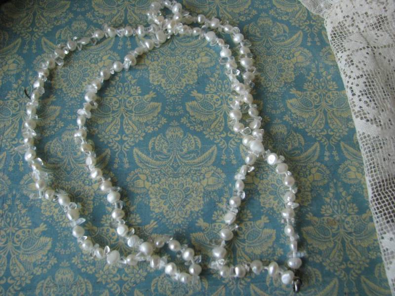 Lovely 36 "' Süßwasserperle Kristall Quarz Chip Halskette Brautschmuck Mutter Der Braut Hochzeitsgeschenke Sterling Silber Verschluss von WestEndMarket