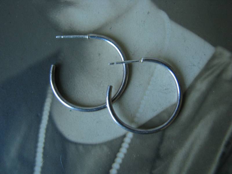 Offene Hoop Ohrringe, Sterling Silber Vintage 1990Er Jahre Ohrringe von WestEndMarket