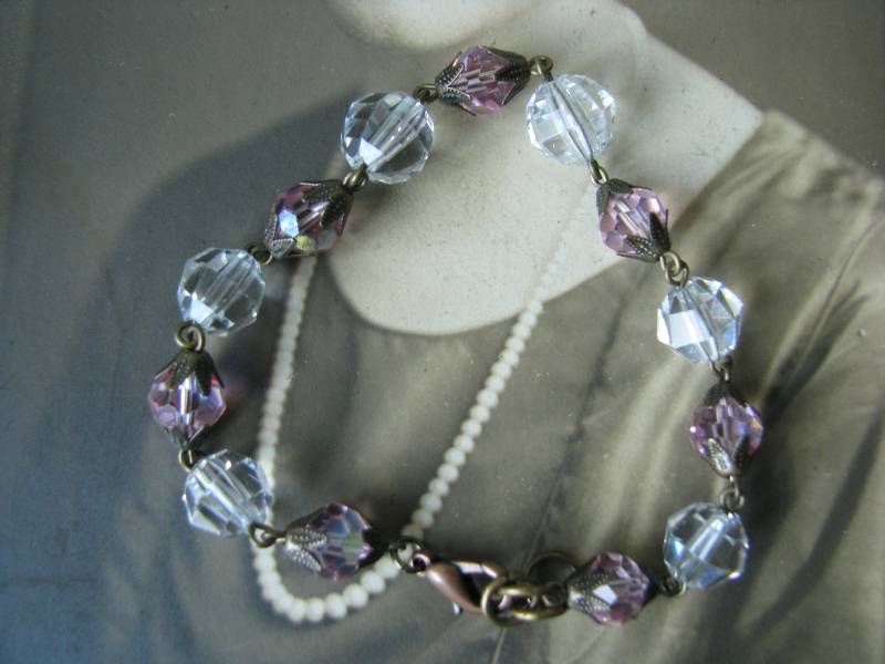 Vintage Perlen Armband, Kristall Handgemachtes Assemblage Recyceltes Upcycled von WestEndMarket