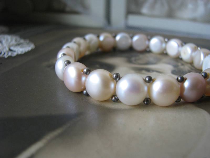 Vintage Perlenarmband, Dehnbares Echtes Hochzeitsperlen, Brautperlen, Perlenarmband von WestEndMarket