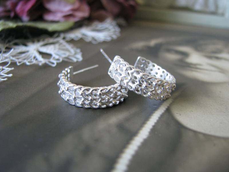 sterling Silber Gewebte Hoop Ohrringe, Vintage Offene Hoops von WestEndMarket