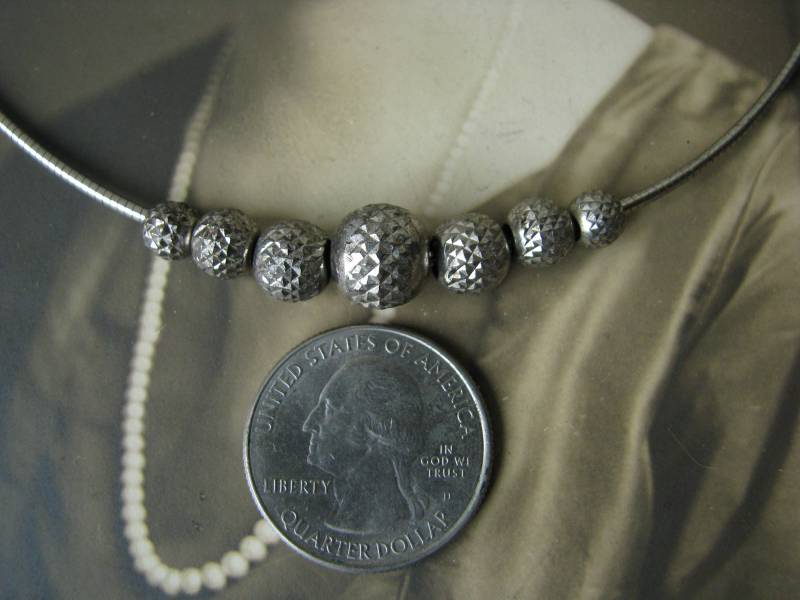 sterling Silber Perlenkette, Schiebeperlen Halskette, Diamantschliff Halskette von WestEndMarket