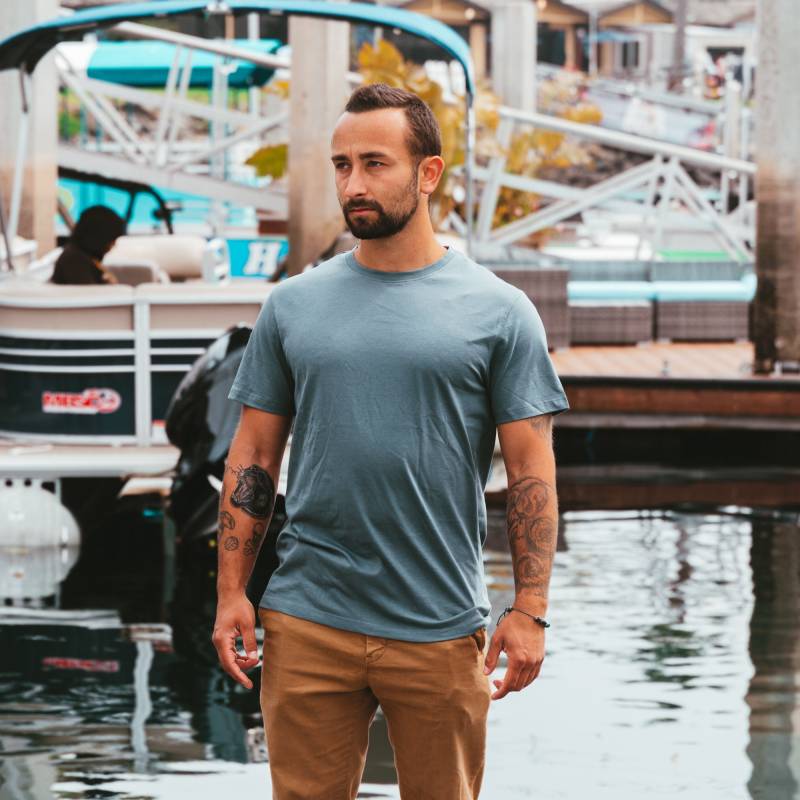 Männer Bio Rundhalsausschnitt - Slate Blue von WestPath