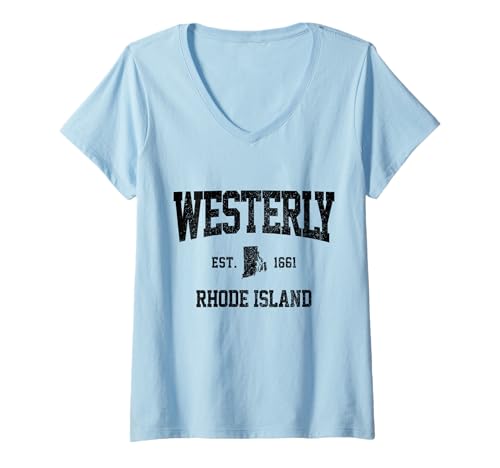 Damen Rhode Island, Rhode Island, Pride T-Shirt mit V-Ausschnitt Damen Rhode Island, Rhode Island, Pride T-Shirt mit V-Ausschnitt von Westerly Rhode Island - Apparel & Gifts