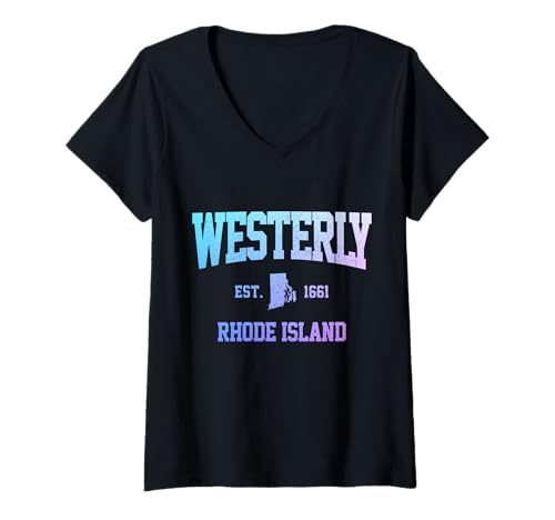 Damen Rhode Island, Rhode Island, Pride T-Shirt mit V-Ausschnitt Damen Rhode Island, Rhode Island, Pride T-Shirt mit V-Ausschnitt von Westerly Rhode Island - Apparel & Gifts