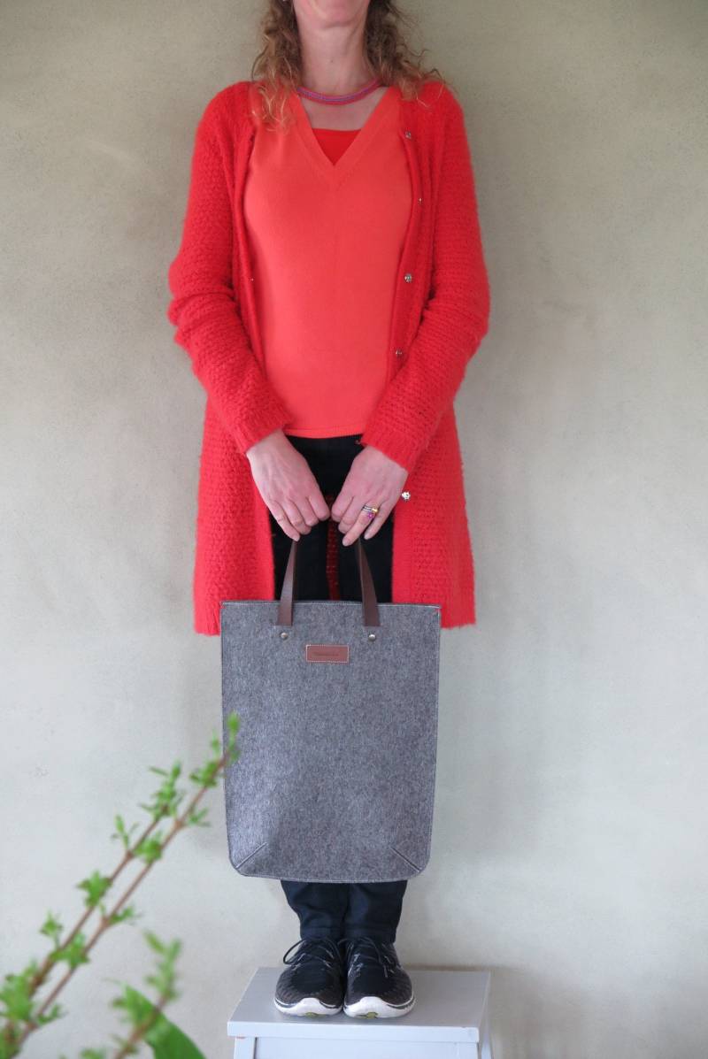 Macbook Tasche Aus Wollfilz Leder Riemen, Shopper Style von WestermanBags