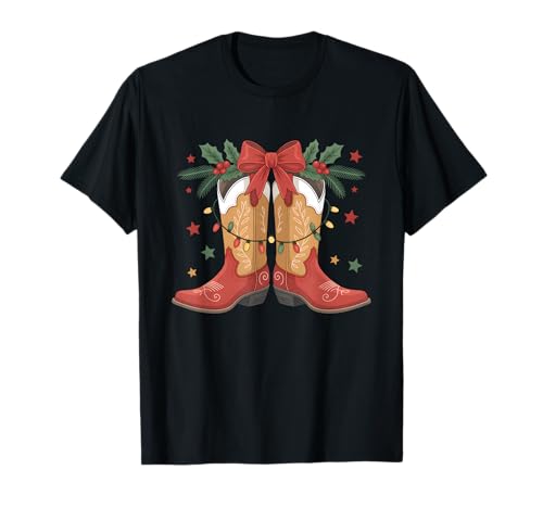 Cowgirl Boot Western Weihnachtsbeleuchtung Land Damen Mädchen T-Shirt Cowgirl Boot Western Weihnachtsbeleuchtung Land Damen Mädchen T-Shirt von Western Boots Graphics For Rustic Cowgirls
