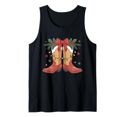 Cowgirl Boot Western Weihnachtsbeleuchtung Land Damen Mädchen Tank Top Cowgirl Boot Western Weihnachtsbeleuchtung Land Damen Mädchen Tank Top von Western Boots Graphics For Rustic Cowgirls