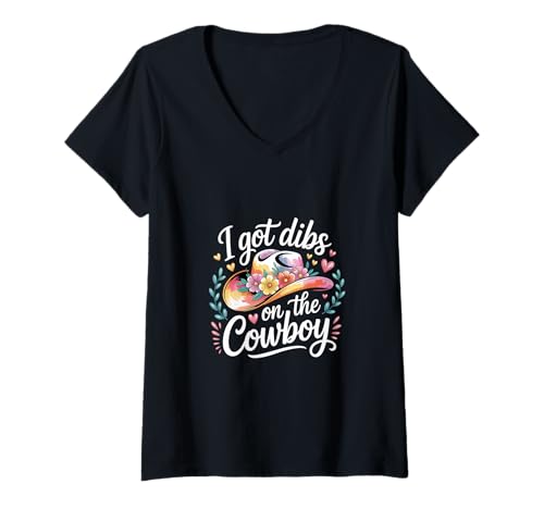 Damen I Got Dibs On The Cowboy Rodeo Country Lover |- T-Shirt mit V-Ausschnitt Damen I Got Dibs On The Cowboy Rodeo Country Lover |- T-Shirt mit V-Ausschnitt von Western Cowboy Spaß