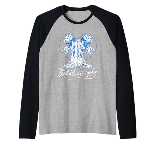 God Bless The Girls Cowgirl Stiefel Herz Schleife Country Raglan von Western Cowgirl Boots Herz Bow God Bless The Girls