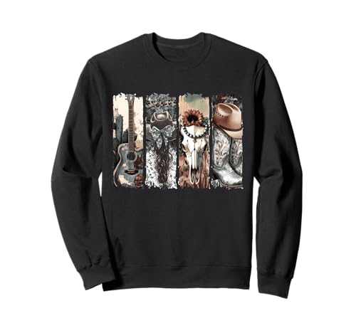Country Western Cowgirl Cowboy Stiefel Kuh Schädel Rodeo Damen Sweatshirt Country Western Cowgirl Cowboy Stiefel Kuh Schädel Rodeo Damen Sweatshirt von Western Cowgirl Rodeo Wild West Cowboy Apparel