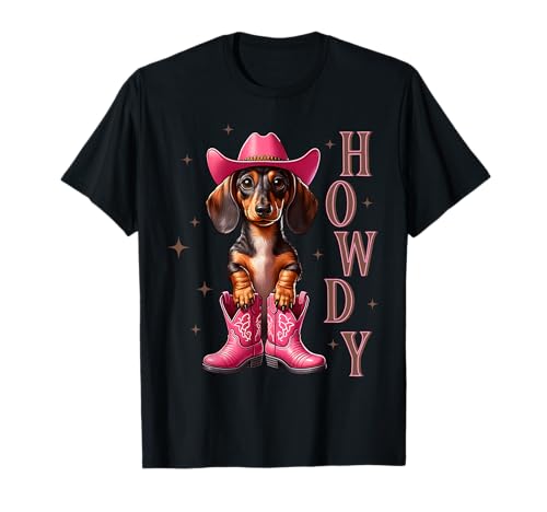 Howdy Dackel Cowboy Westernhund Cowgirl Damen Mädchen T-Shirt Howdy Dackel Cowboy Westernhund Cowgirl Damen Mädchen T-Shirt von Western Dachshund Cowboy Dog Designs for Women