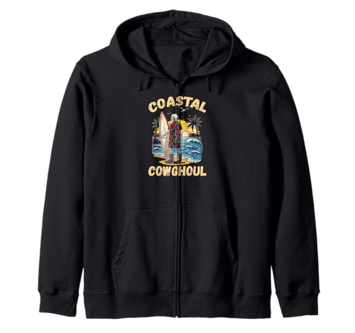 Men Coastal Cowghoul Lustiger Gruseliger Cowgirl Halloween Witz Kapuzenjacke von Western Ghost Ghoul Rodeo Coastal Aesthetic
