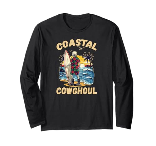 Men Coastal Cowghoul Lustiger Gruseliger Cowgirl Halloween Witz Langarmshirt von Western Ghost Ghoul Rodeo Coastal Aesthetic