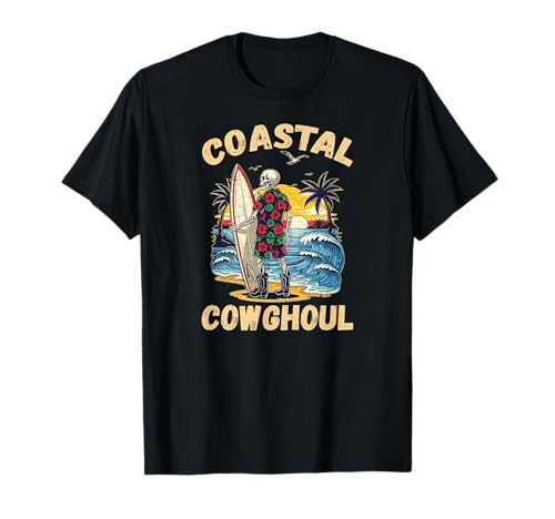 Men Coastal Cowghoul Lustiger Gruseliger Cowgirl Halloween Witz T-Shirt von Western Ghost Ghoul Rodeo Coastal Aesthetic