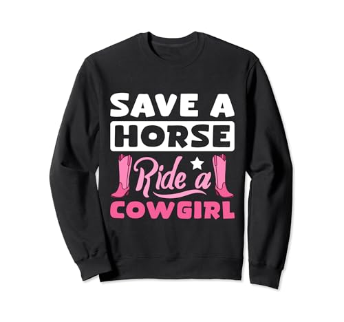 Western Girl Horse Rette einen Pferderitt Ein Cowgirl Sweatshirt von Western Girl Country Rodeo Pink Cowgirl Disco