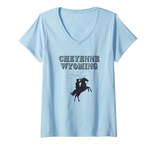 Damen Cowboy-Rodeotage in Cheyenne, Wyoming T-Shirt mit V-Ausschnitt Damen Cowboy-Rodeotage in Cheyenne, Wyoming T-Shirt mit V-Ausschnitt von Western Horses