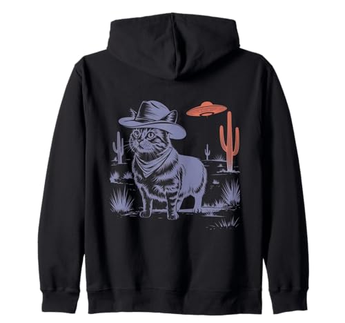Katze Cowboy Wilder Westen Wüste Ufo Alien Herren Damen Kapuzenjacke Katze Cowboy Wilder Westen Wüste Ufo Alien Herren Damen Kapuzenjacke von Western Katze Alien Extraterrestrial Mystery
