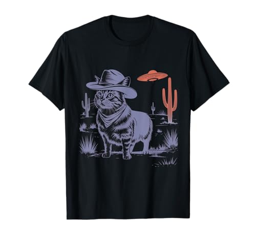 Katze Cowboy Wilder Westen Wüste Ufo Alien Herren Damen T-Shirt Katze Cowboy Wilder Westen Wüste Ufo Alien Herren Damen T-Shirt von Western Katze Alien Extraterrestrial Mystery