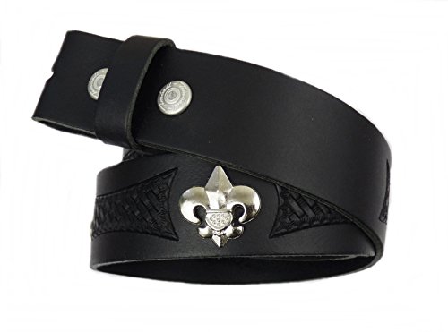 Gürtel Wechselgürtel Ledergürtel Echt Leder schwarz o. braun punziert Fleur de Lys Bourbon Lilie (85, schwarz) von Western Ranch