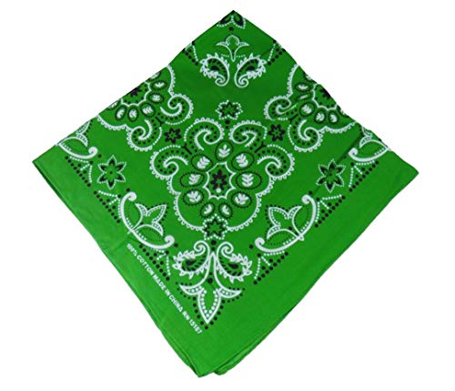 Western Ranch Bandana Halstuch Nikkituch Kopftuch Baumwolle Paisley XL 70 x 70 cm (Grün) von Western Ranch